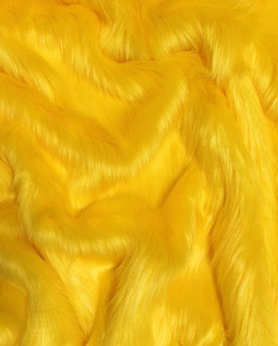Faux Fake Fur Solid Shaggy Long Pile Fabric / Golden Yellow / 15 Yard Bolt