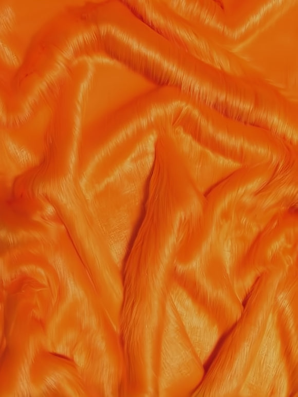 Faux Fake Fur Solid Shaggy Long Pile Fabric / Orange / 15 Yard Bolt (Closeout)