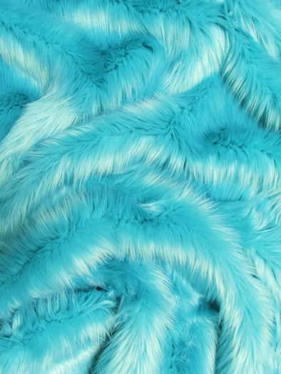 Faux Fake Fur Solid Shaggy Long Pile Fabric / Turquoise / 15 Yard Bolt