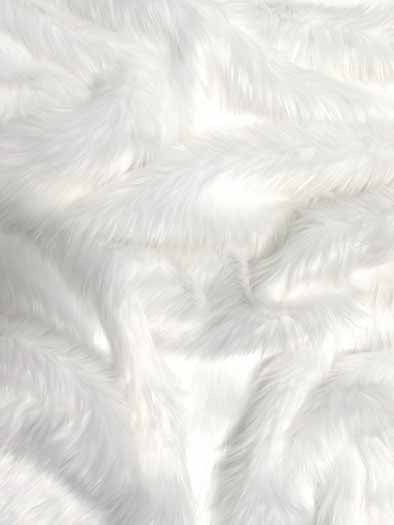 Faux Fake Fur Solid Shaggy Long Pile Fabric / White / 15 Yard Bolt
