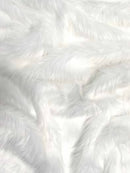 Faux Fake Fur Solid Shaggy Long Pile Fabric / White / 15 Yard Bolt-1