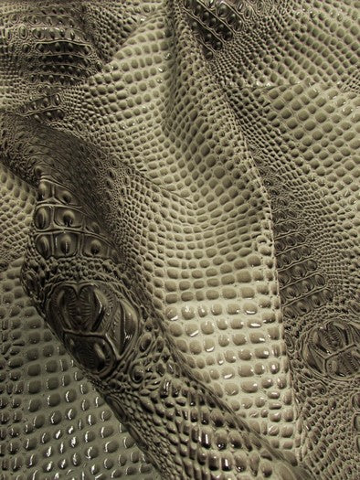 Stone Gray Florida Gator 3D Embossed Vinyl Fabric / Sold By The Yard