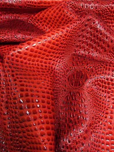 Florida Gator 3D Embossed Vinyl Fabric / Dragon Red (New Lot) / By The Roll - 30 Yards