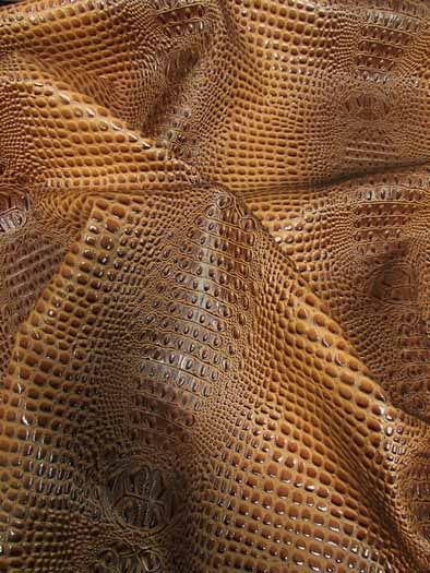Florida Gator 3D Embossed Vinyl Fabric / Gingerbread / By The Roll - 30 Yard