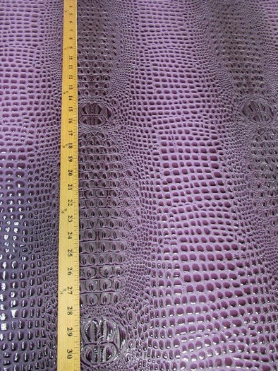 Mercury Silver Florida Gator 3D Embossed Vinyl Fabric / Sold By The Yard