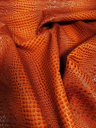 Crush Orange (New Lot) Florida Gator 3D Embossed Vinyl Fabric / Sold By The Yard