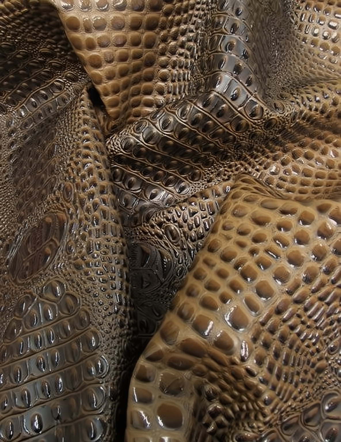 Mocha Brown Florida Gator 3D Embossed Vinyl Fabric / Sold By The Yard