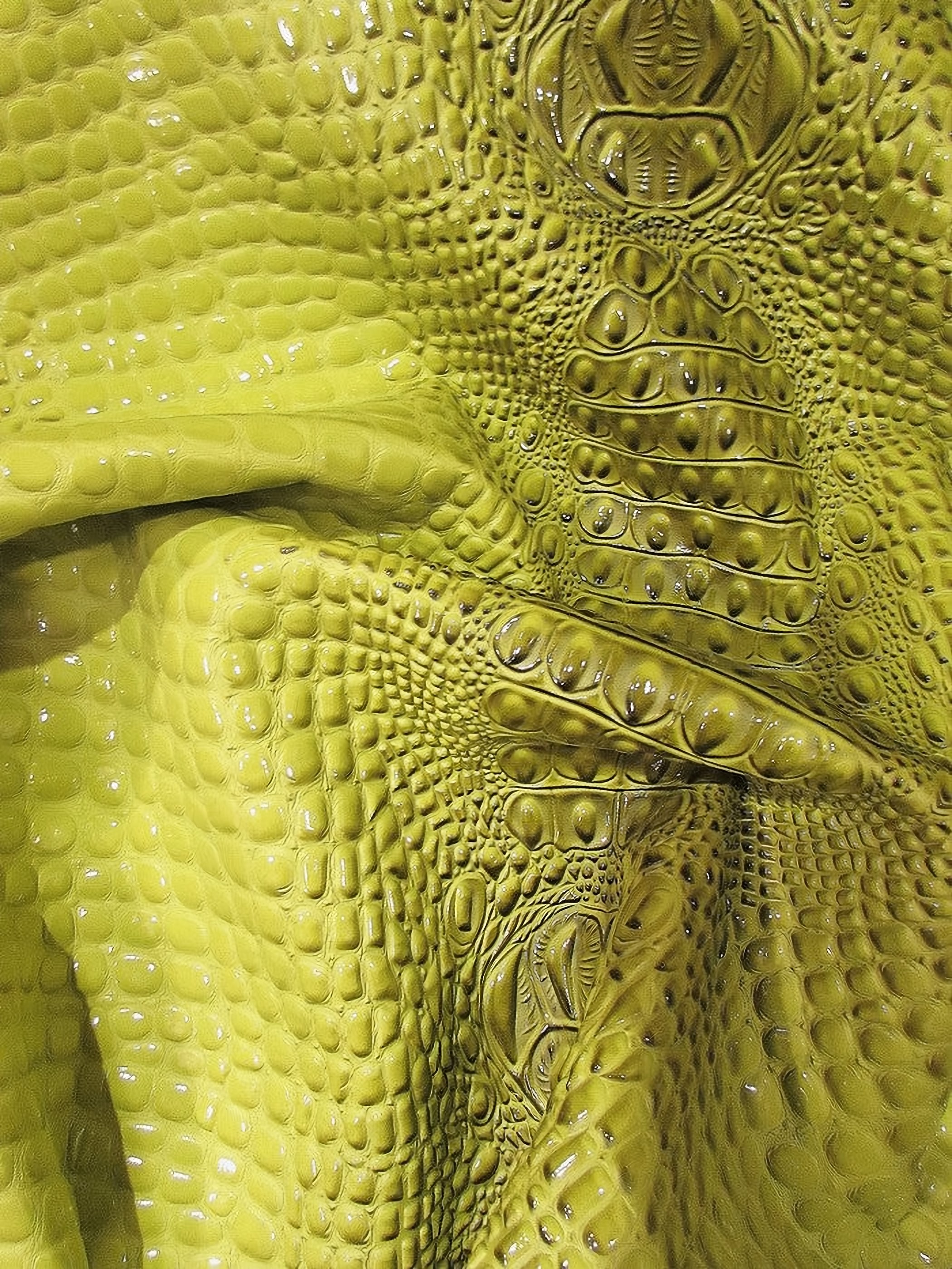 Honey Caramel Florida Gator 3D Embossed Vinyl Fabric / Sold By The Yard