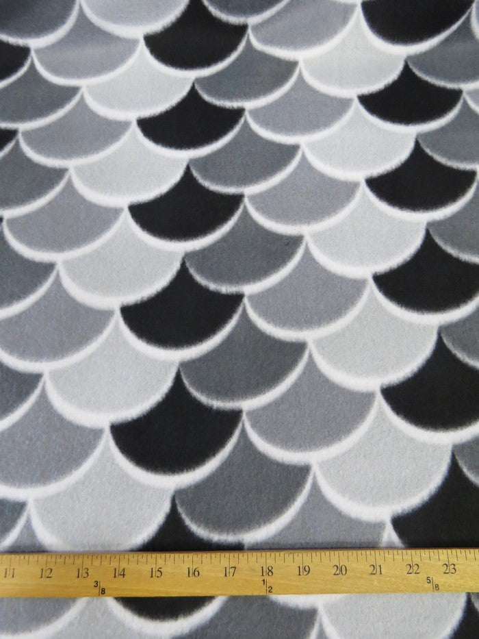 Fleece Printed Fabric / Midnight Fish Scales / Sold By The Yard