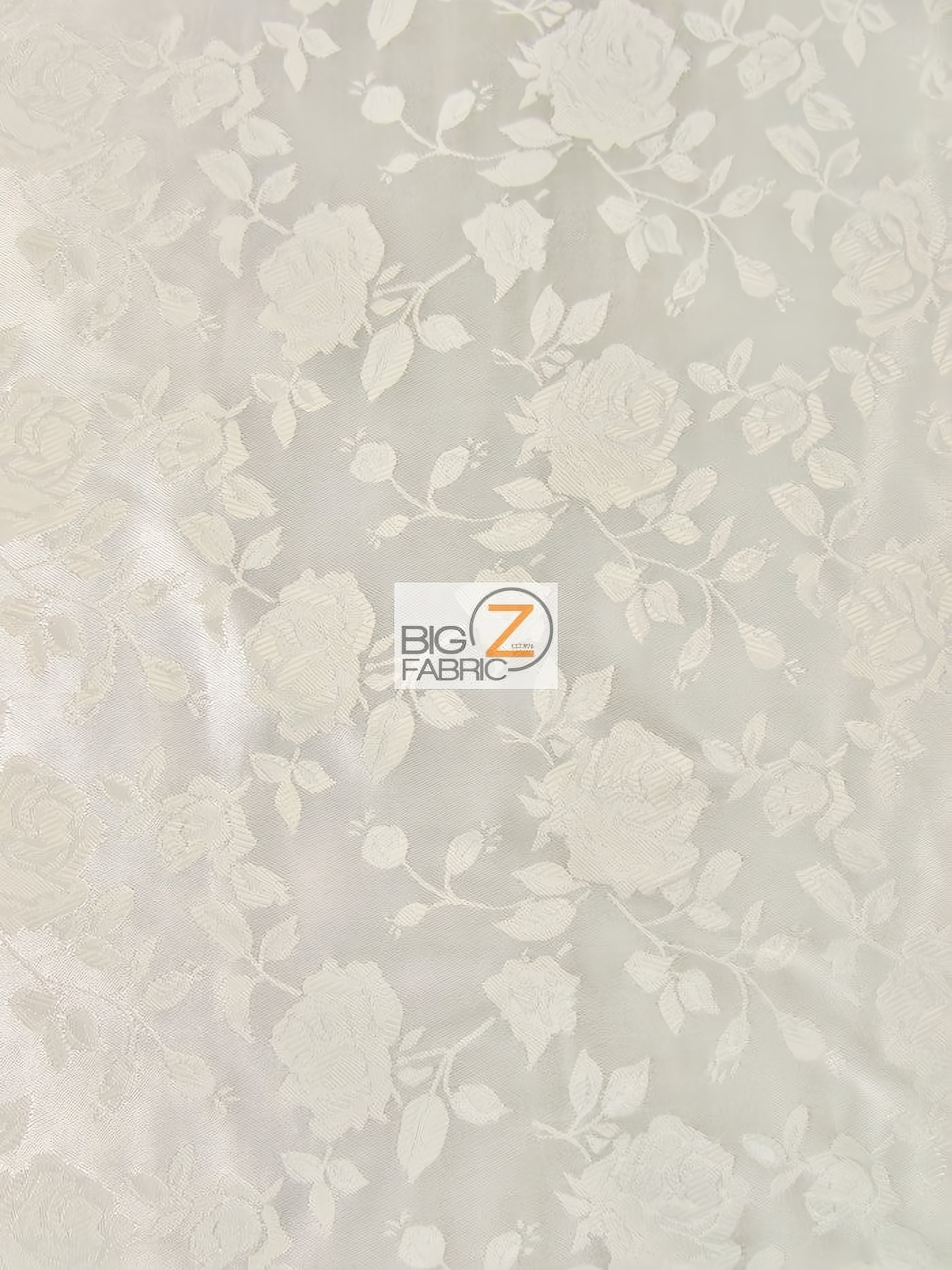 Floral Rose Jacquard Satin Fabric / Ivory / Sold By The Yard