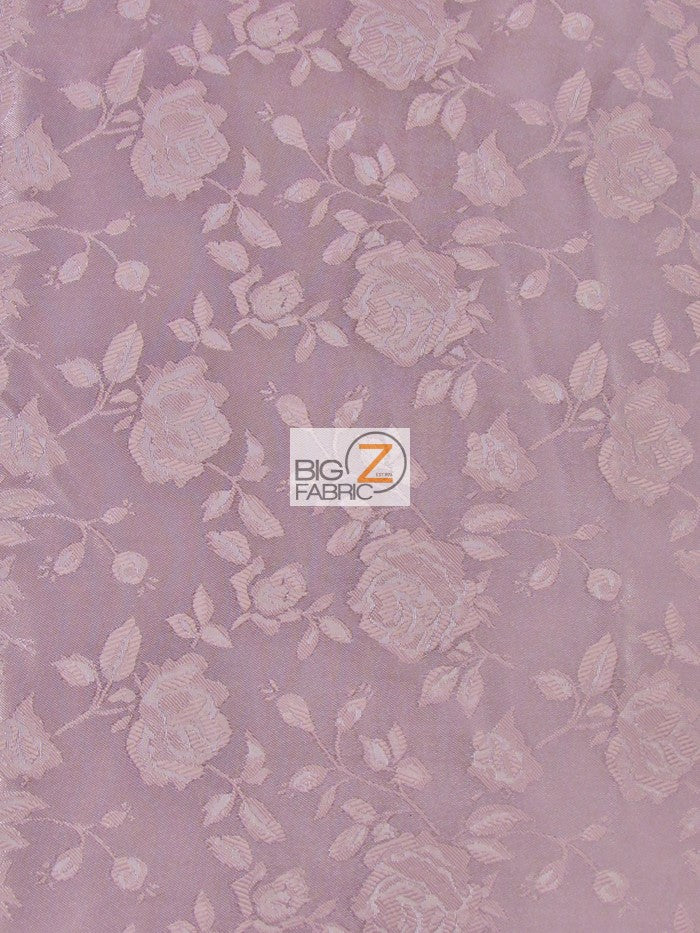 Floral Rose Jacquard Satin Fabric / Mauve / Sold By The Yard