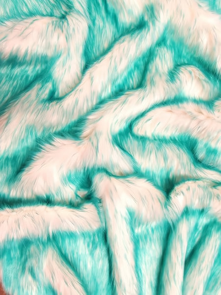 Candy Shag Faux Fur Fabric Aqua by the Yard | Big Z Fabric