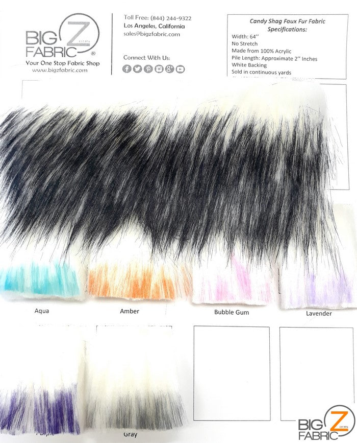 Ecoshag Candy Shag Faux Fur Fabric - Big Z Color Card