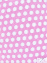 Fleece Printed Fabric Polka Dot / Light Pink/White Dots / Sold By The Yard