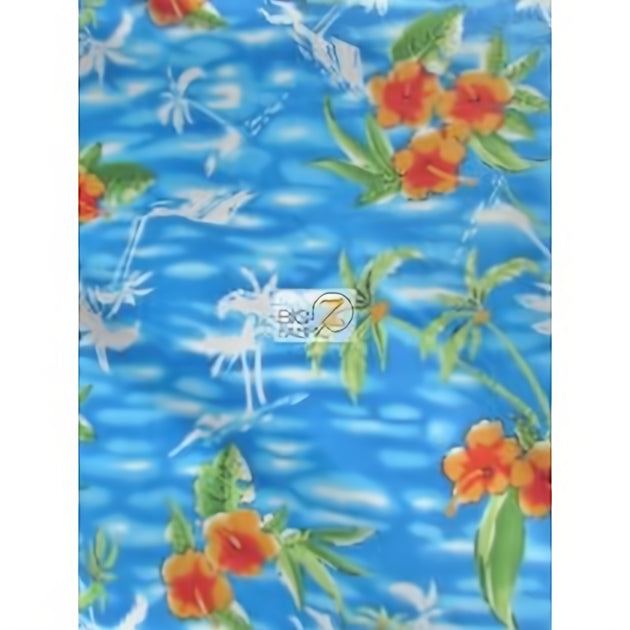 Fleece Printed Fabric / Island Palm Trees / Sold By The Yard