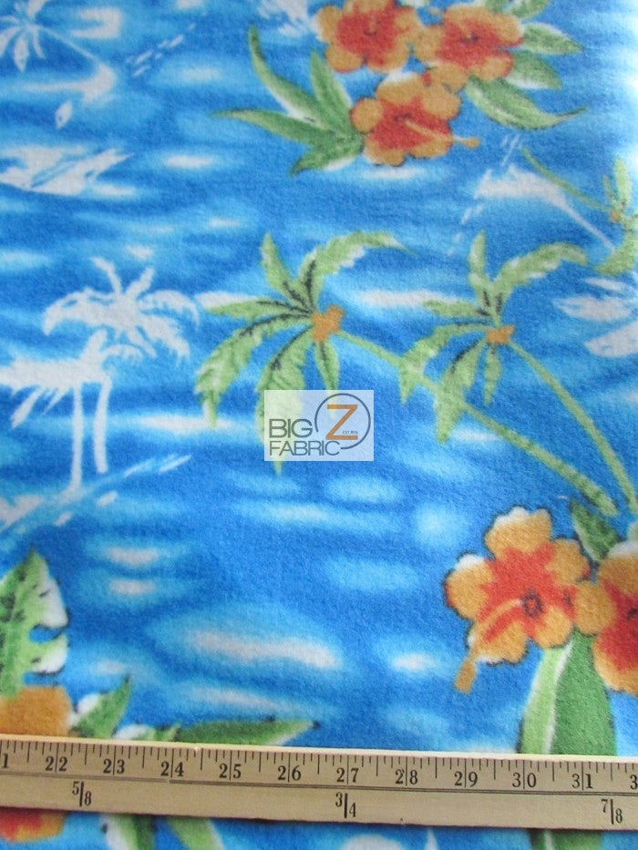 Fleece Printed Fabric / Island Palm Trees / Sold By The Yard - 0
