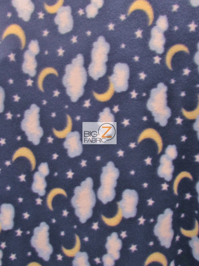 Fleece Printed Fabric / Moon Clouds / Sold By The Yard