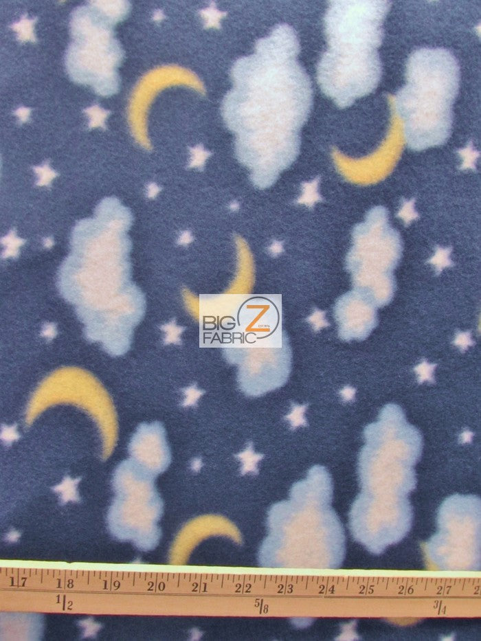Fleece Printed Fabric / Moon Clouds / Sold By The Yard - 0