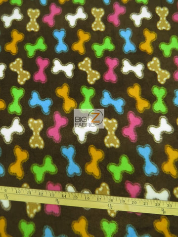 Fleece Printed Fabric / Dog Bone Treats Rainbow / Sold By The Yard