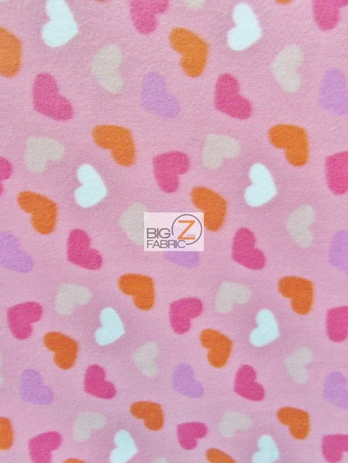 Fleece Printed Fabric / Loving Hearts Pink / Sold By The Yard
