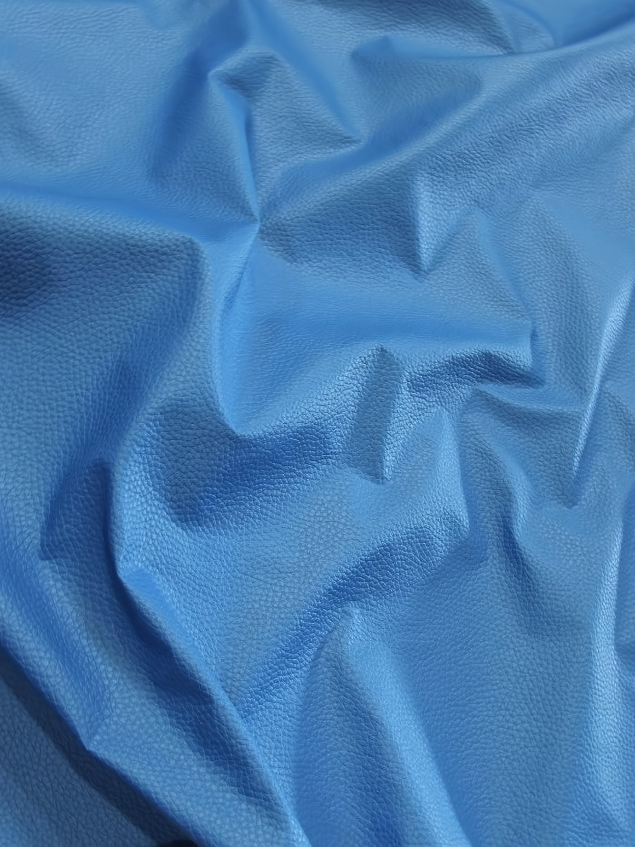 Vinyl Faux Fake Leather Pleather Grain Champion PVC Fabric / Dodger Blue / By The Roll - 25 Yards