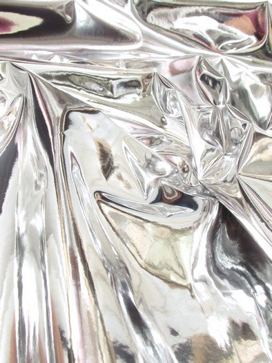 Silver Chrome Mirror Reflective Vinyl Fabric / By The Roll - 30 Yards-1