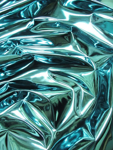 Turquoise Chrome Mirror Reflective Vinyl Fabric / Sold By The Yard