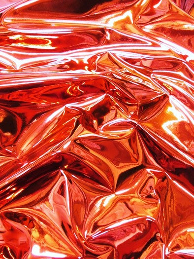 Red Chrome Mirror Reflective Vinyl Fabric / Sold By The Yard