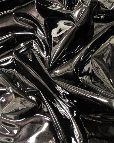 Black Chrome Mirror Reflective Vinyl Fabric / Sold By The Yard