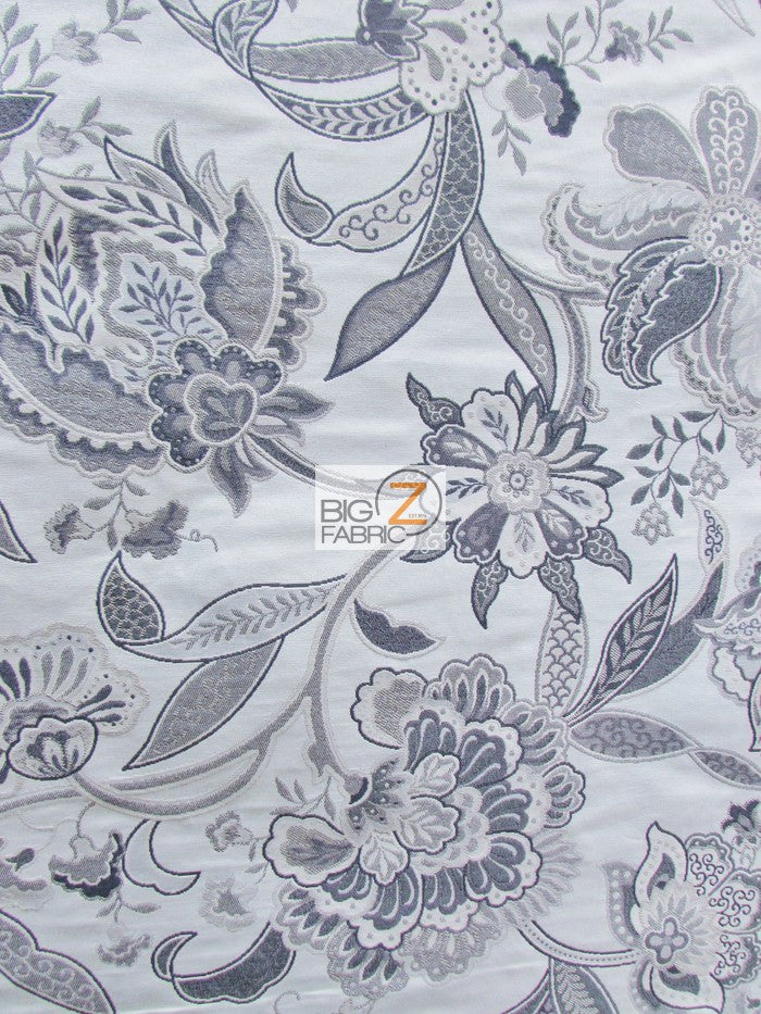 Garden Of Eden Floral Upholstery Fabric / Granite / Sold By The Yard