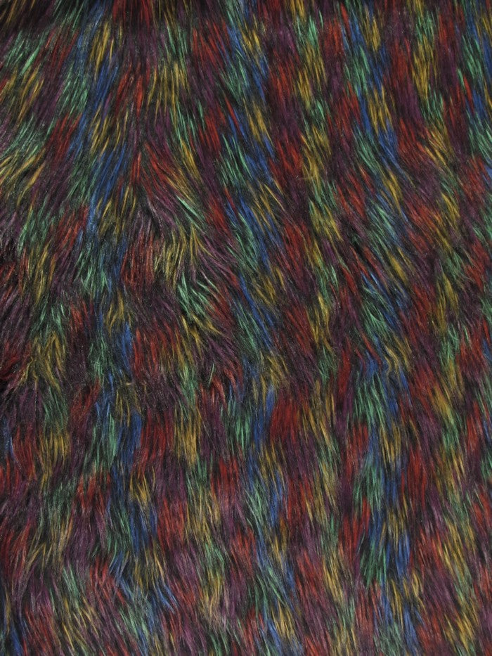 Multi #1 Fireworks Shaggy Long Pile Fabric / Sold By The Yard
