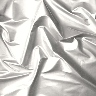 Glossy Stretch Fetish Patent Vinyl Spandex Fabric / Silver / Sold By The Yard