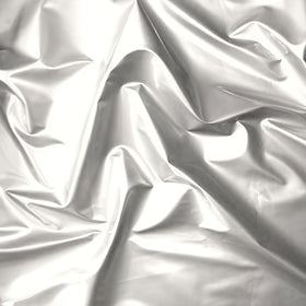 Glossy Stretch Fetish Patent Vinyl Spandex Fabric / Silver / Sold By The Yard (Second Quality Goods)