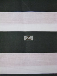 Poly Cotton 2 Inch Giant Stripe Fabric / White/Black / Sold By The Yard