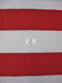 Poly Cotton 2 Inch Giant Stripe Fabric / White/Red / Sold By The Yard