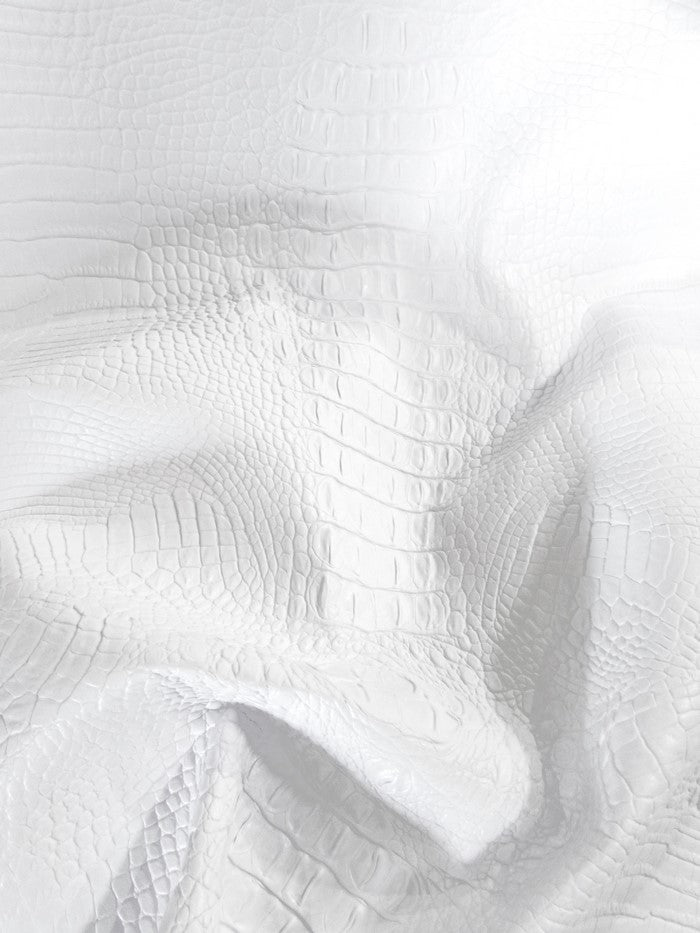 Pure White Hydra Gator 3D Embossed Vinyl Fabric / Sold By The Yard
