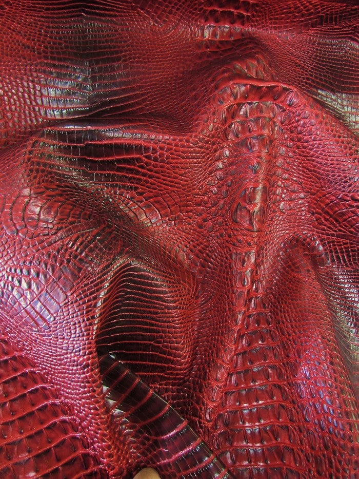 Blood Red Hydra Gator 3D Embossed Vinyl Fabric / Sold By The Yard