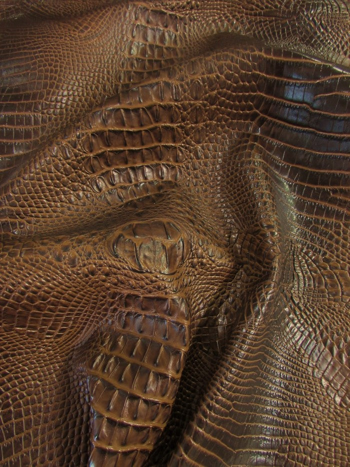 Molasses Brown Hydra Gator 3D Embossed Vinyl Fabric / Sold By The Yard