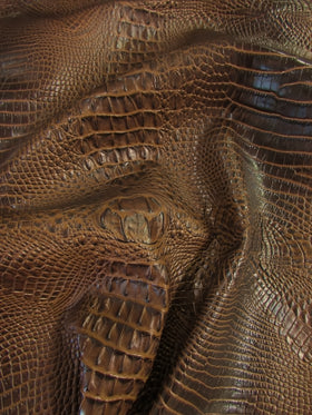 Molasses Brown Hydra Gator 3D Embossed Vinyl Fabric / Sold By The Yard