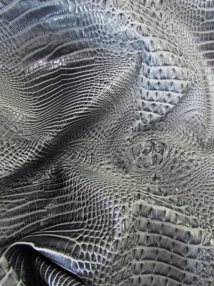 Hydra Gator 3D Embossed Vinyl Fabric / Sterling Grey / By The Roll - 30 Yards