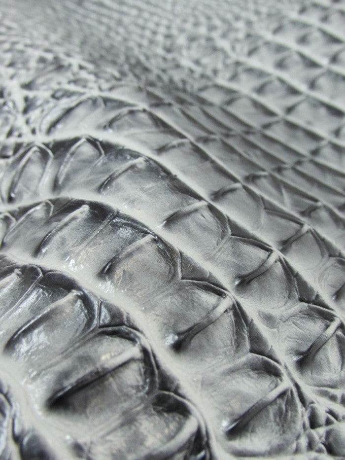 Sterling Grey Hydra Gator 3D Embossed Vinyl Fabric / Sold By The Yard