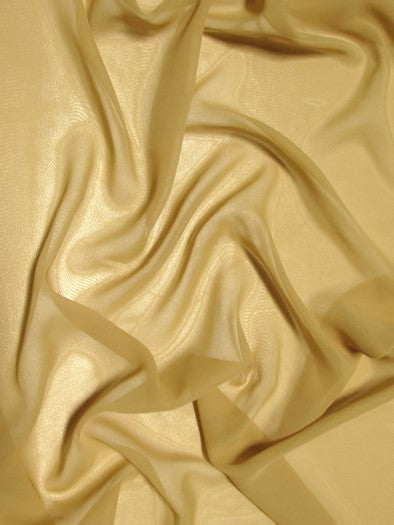 Solid Hi-Multi Chiffon Dress Fabric / Gold / Sold By The Yard