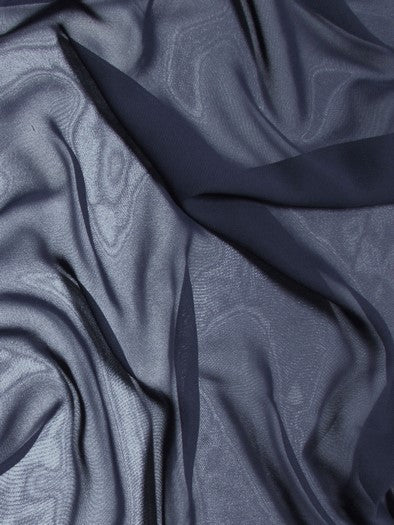 Solid Hi-Multi Chiffon Dress Fabric / Navy / Sold By The Yard
