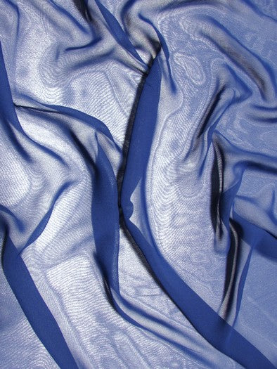 Solid Hi-Multi Chiffon Dress Fabric / Royal / Sold By The Yard