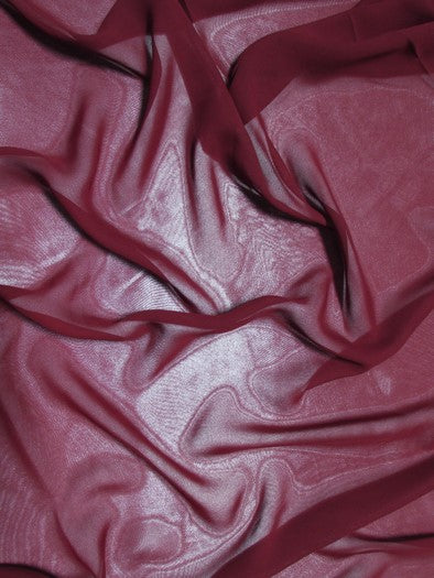 Solid Hi-Multi Chiffon Dress Fabric / Burgundy / Sold By The Yard