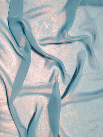 Solid Hi-Multi Chiffon Dress Fabric / Turquoise / Sold By The Yard