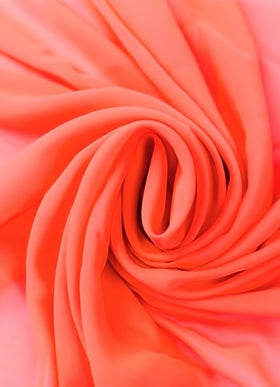 Solid Hi-Multi Chiffon Dress Fabric / Neon Coral