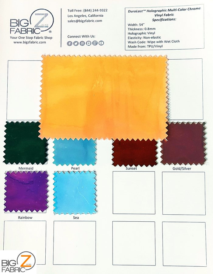 Big Z Color Card Holographic Multi-Color Chrome Vinyl Fabric