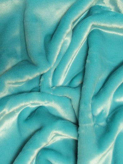 Turquoise Half Shag Faux Fur Fabric (Beaver)(Knit Backing) / Sold By The Yard