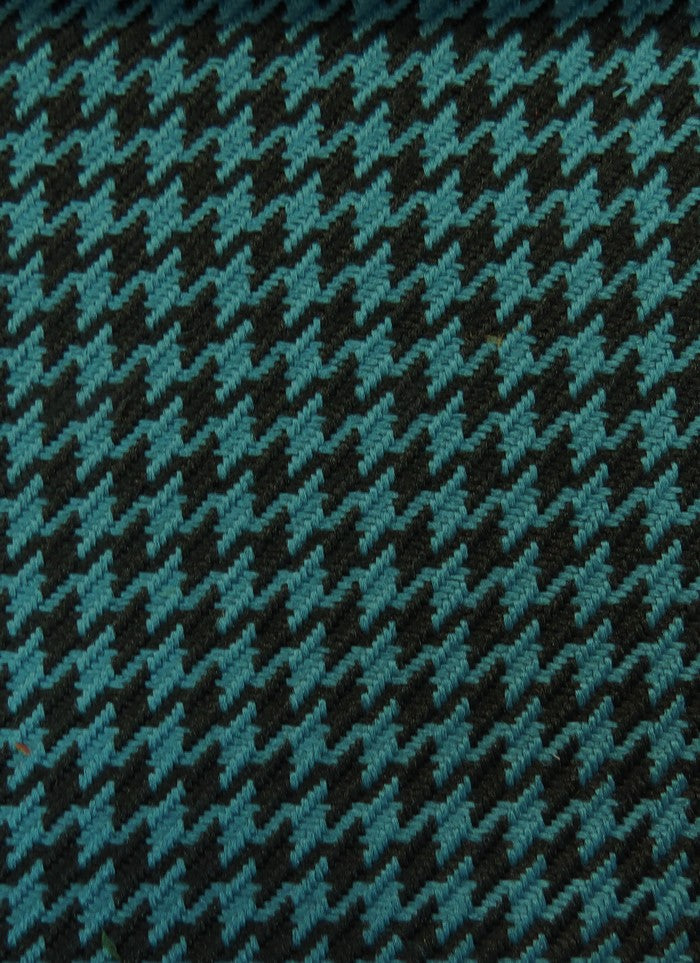 Houndstooth Upholstery Fabric / Teal/Black / Sold By The Yard
